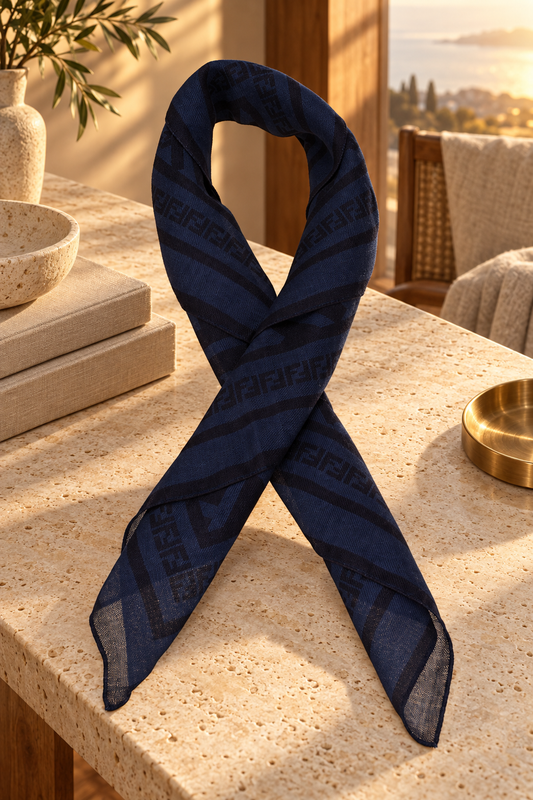Fendi Blue Virgin Wool and Silk Foulard — lifestyle