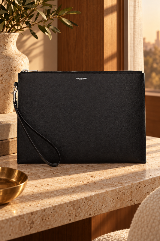 Saint Laurent Black Leather Zip Bag — lifestyle