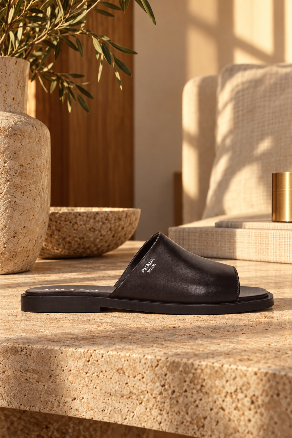 Prada Marrone Leather Open Toe Sandals — lifestyle