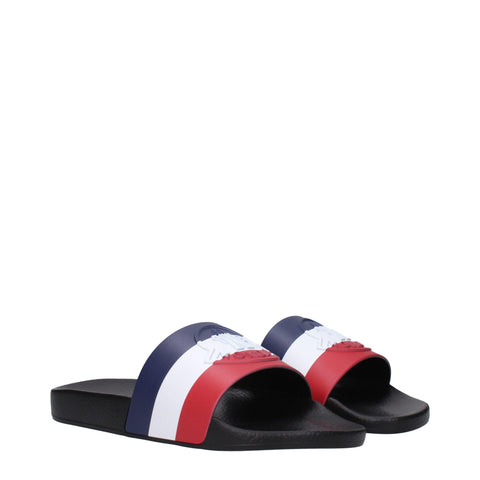 Moncler Men’s Logo Slide Slippers – Tricolor Rubber Pool Slides