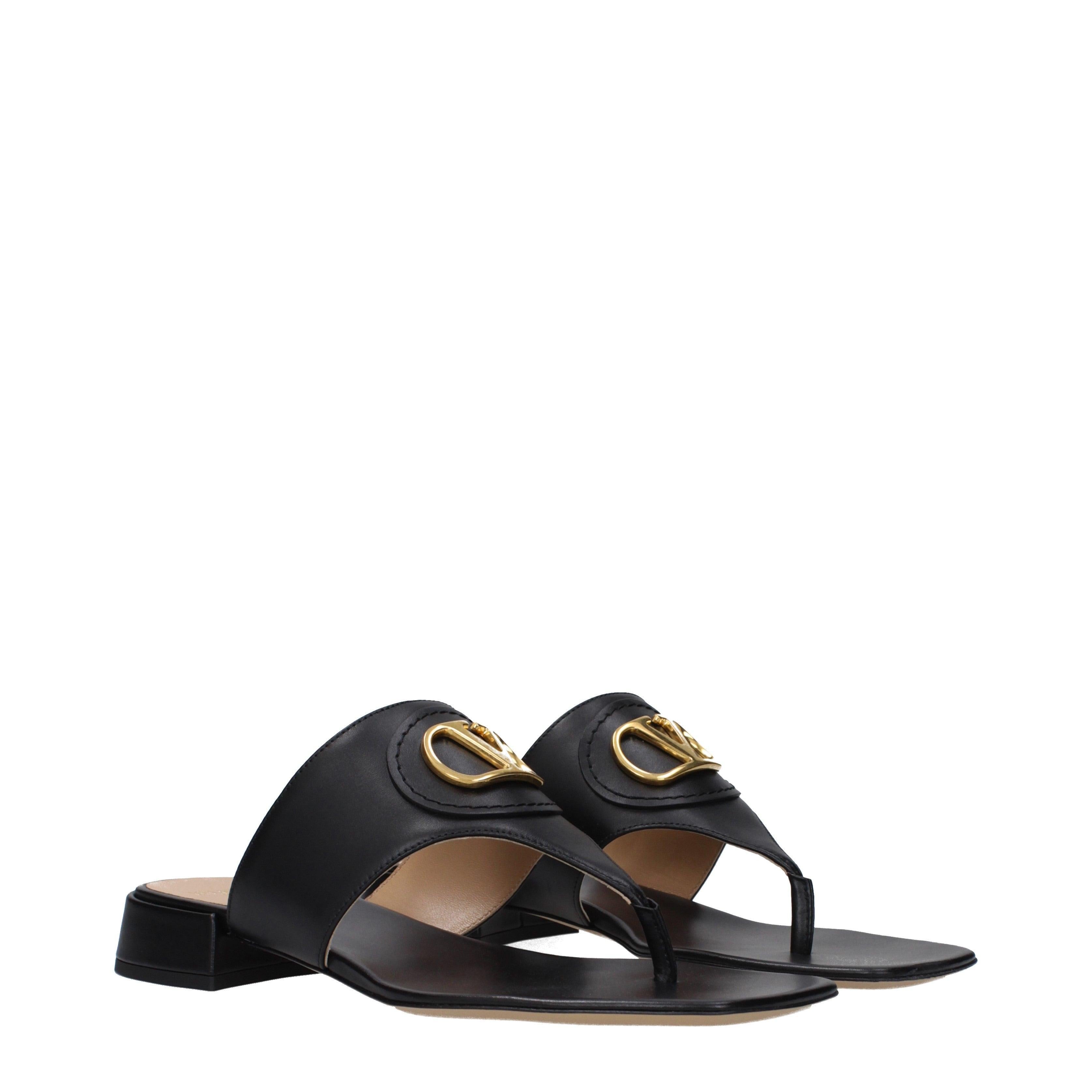 Valentino Garavani VLogo Signature Leather Heeled Sandals – Women’s Black