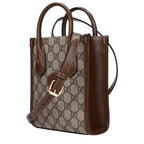 Gucci GG Supreme Mini Tote Bag in Beige and Brown Leather