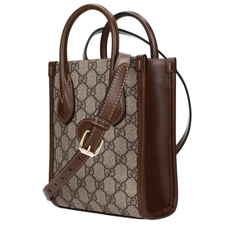 Gucci GG Supreme Mini Tote Bag in Beige and Brown Leather