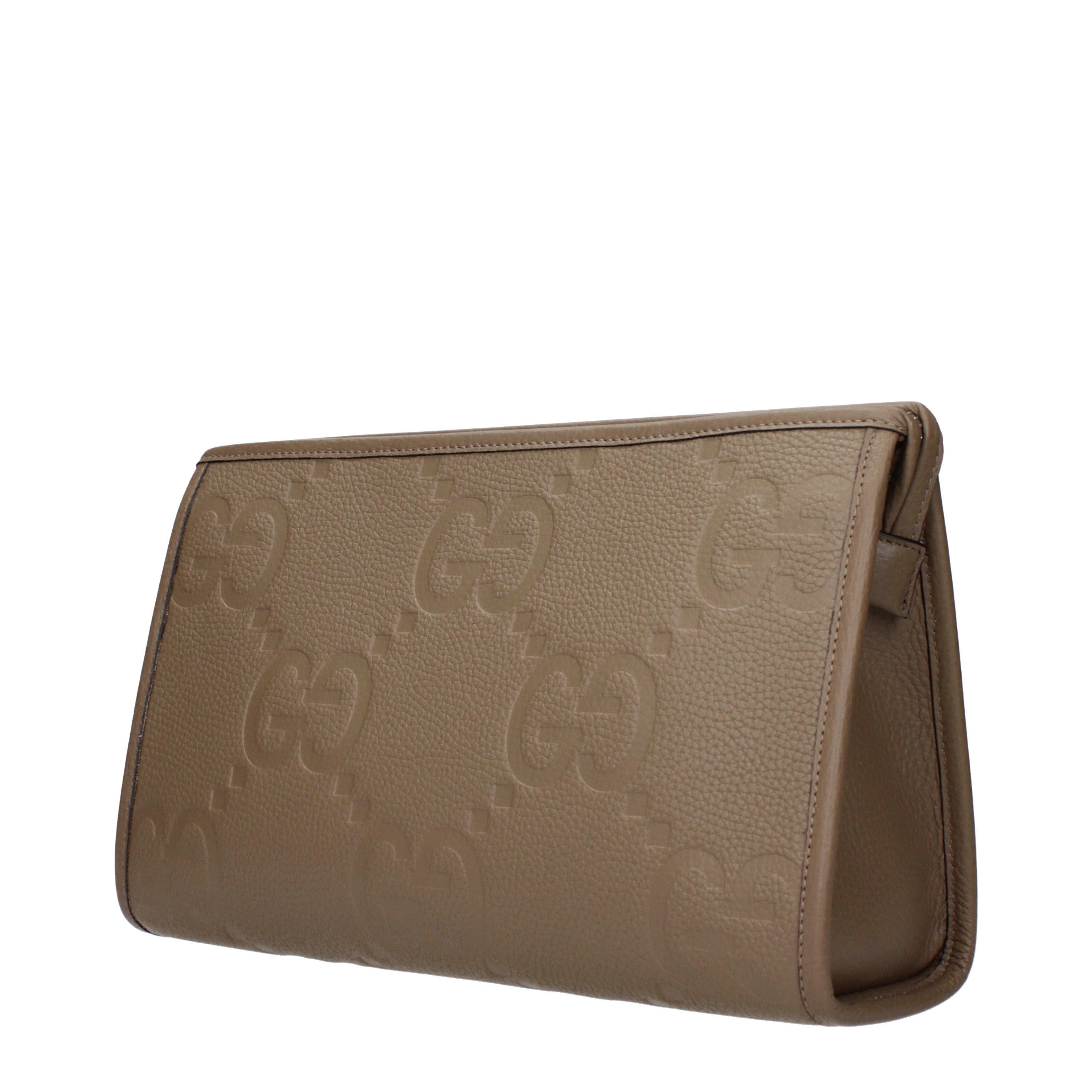 Gucci Women's GG Embossed Brown Leather Clutch