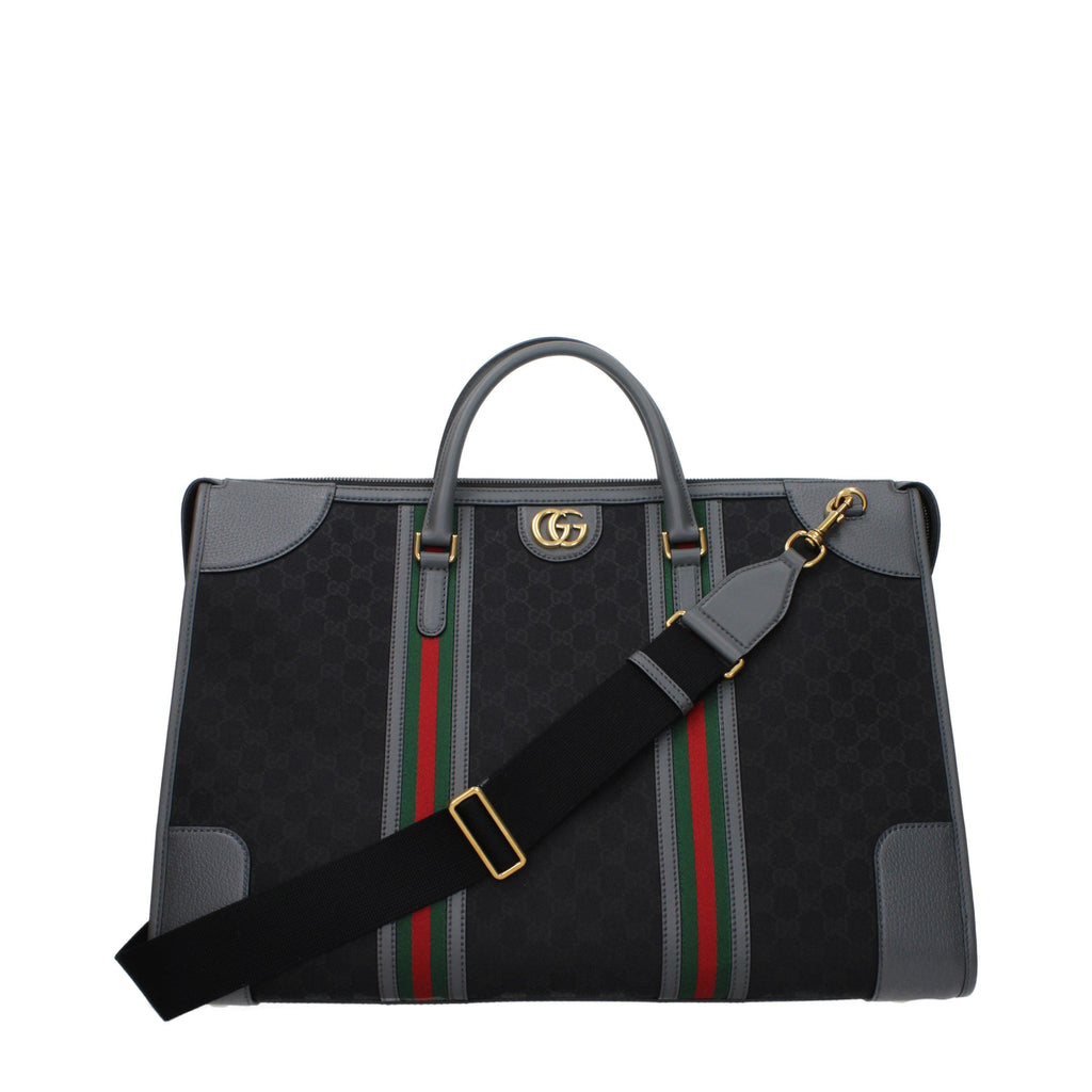 Gucci Large GG Supreme Canvas Duffle Bag with Web Stripe