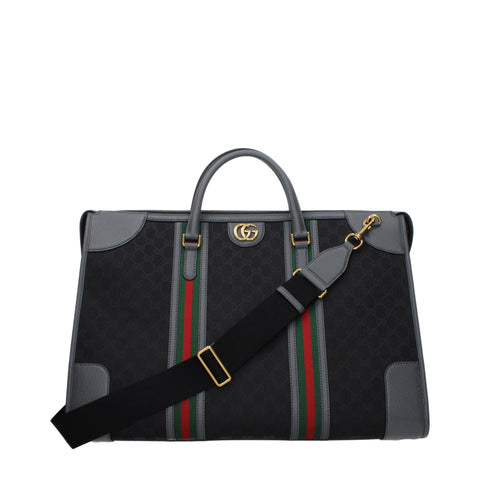Gucci Large GG Supreme Canvas Duffle Bag with Web Stripe