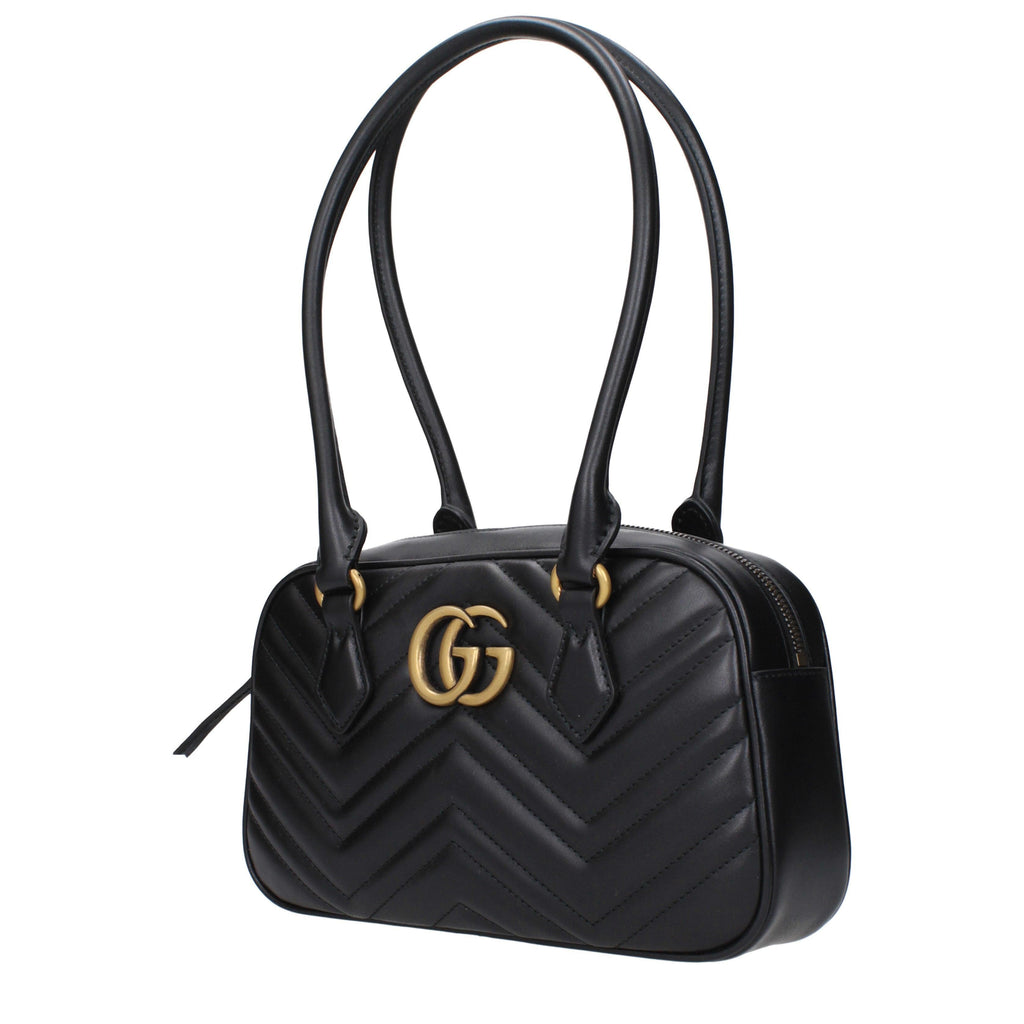 Gucci Small GG Marmont Shoulder Bag in Black Matelassé Leather
