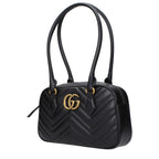 Gucci Small GG Marmont Shoulder Bag in Black Matelassé Leather