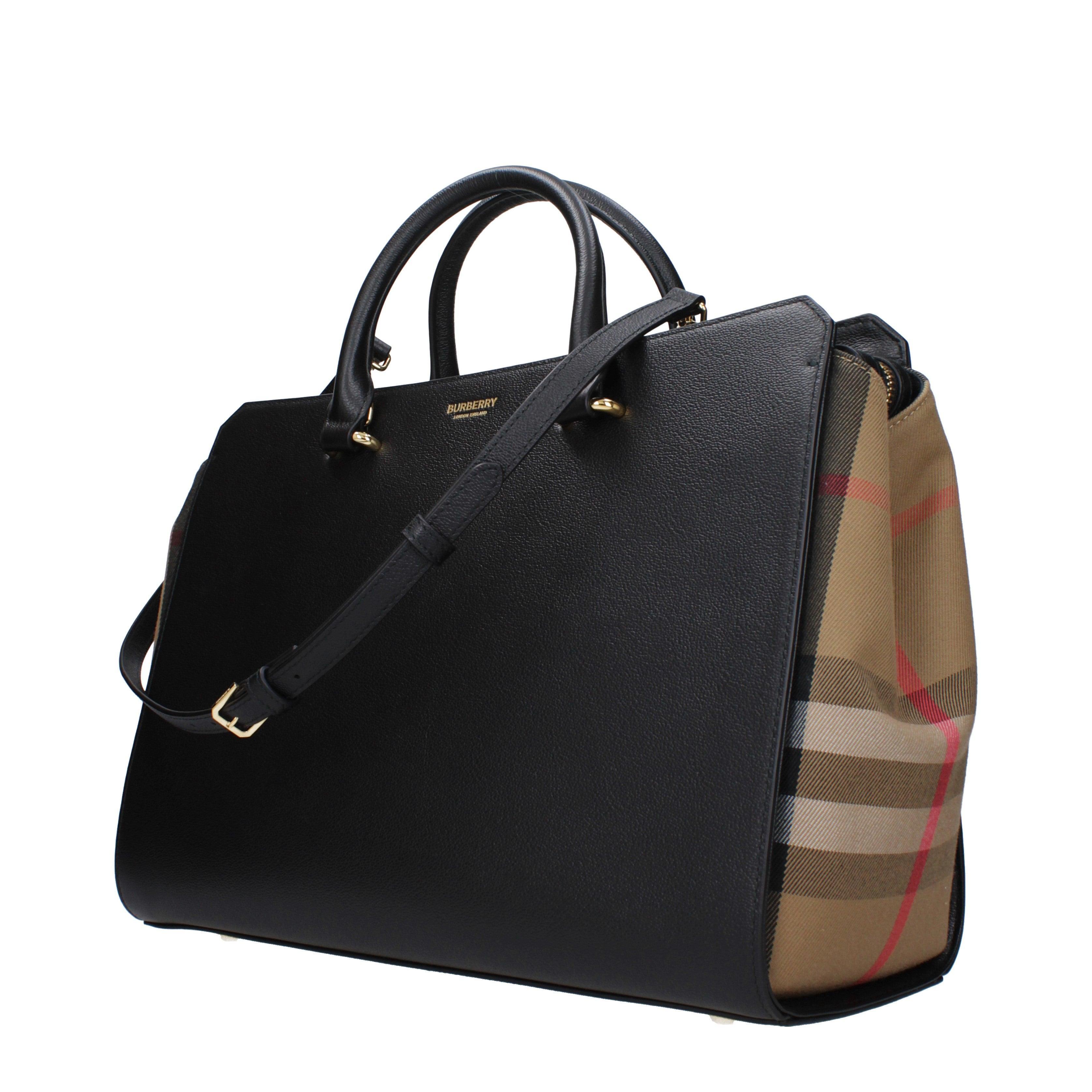 Burberry Banwell Top Handle Bag – Black & Beige Leather