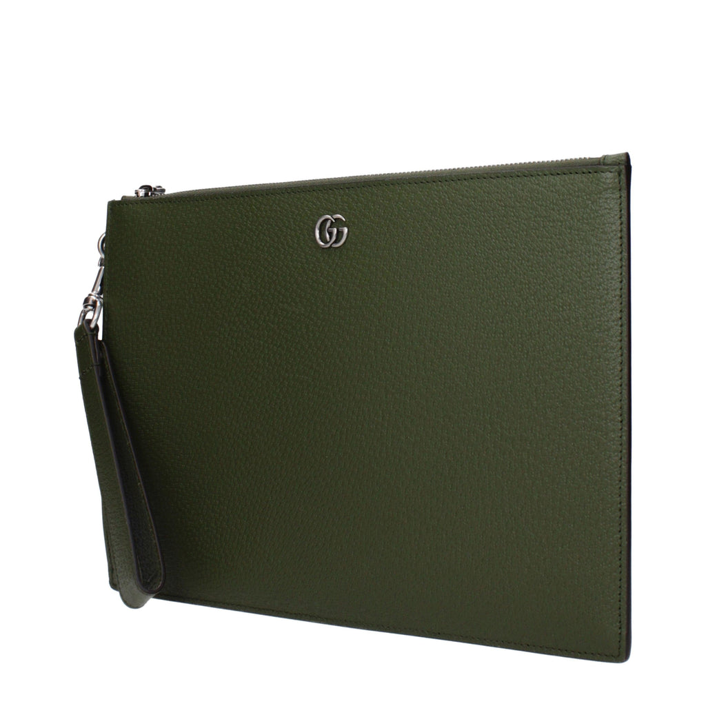 Gucci GG Marmont Fatigue Green Leather Pouch