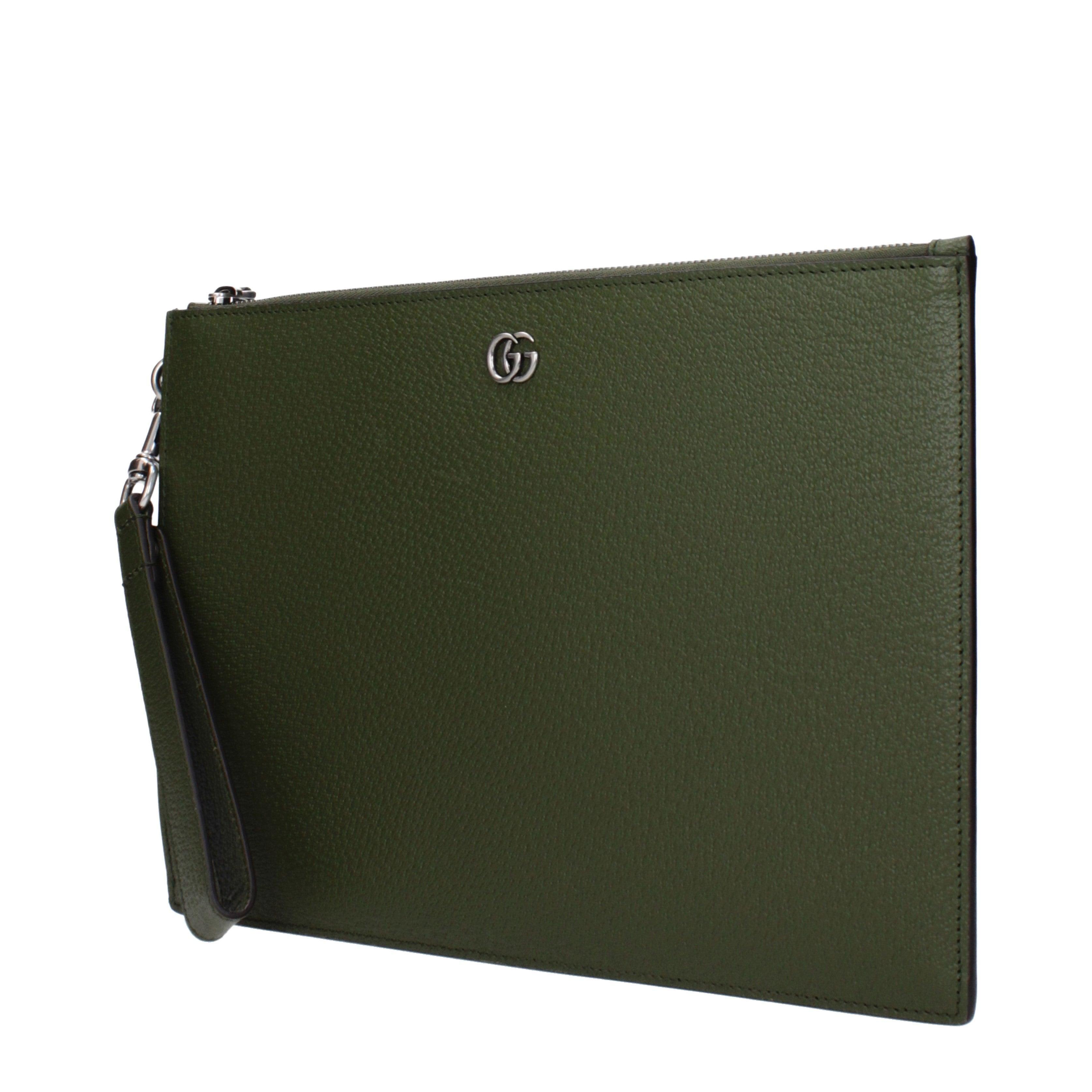 Gucci GG Marmont Fatigue Green Leather Pouch