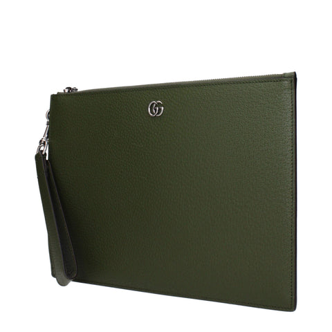 Gucci GG Marmont Fatigue Green Leather Pouch