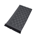 Grey GG Jacquard Pattern Knitted Scarf