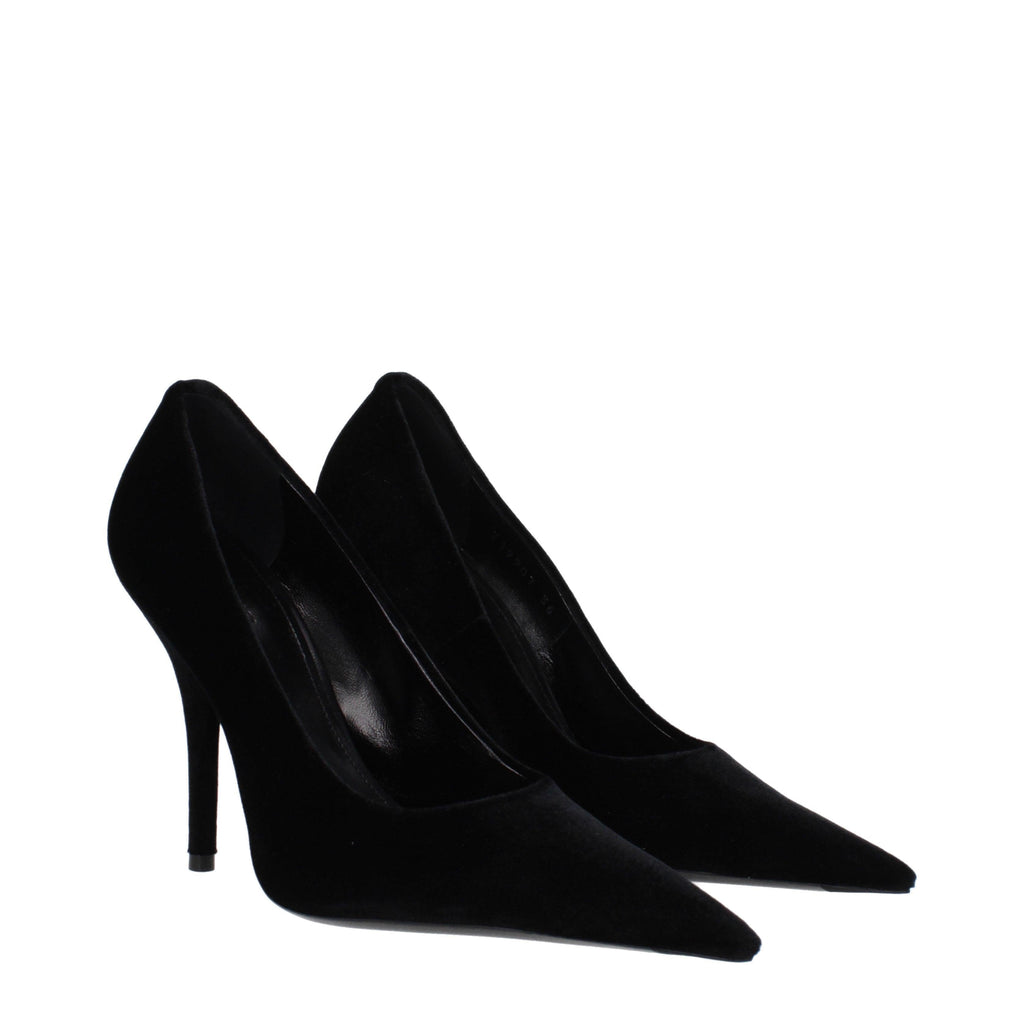 Balenciaga Women’s Pointed Velvet Pumps – Black
