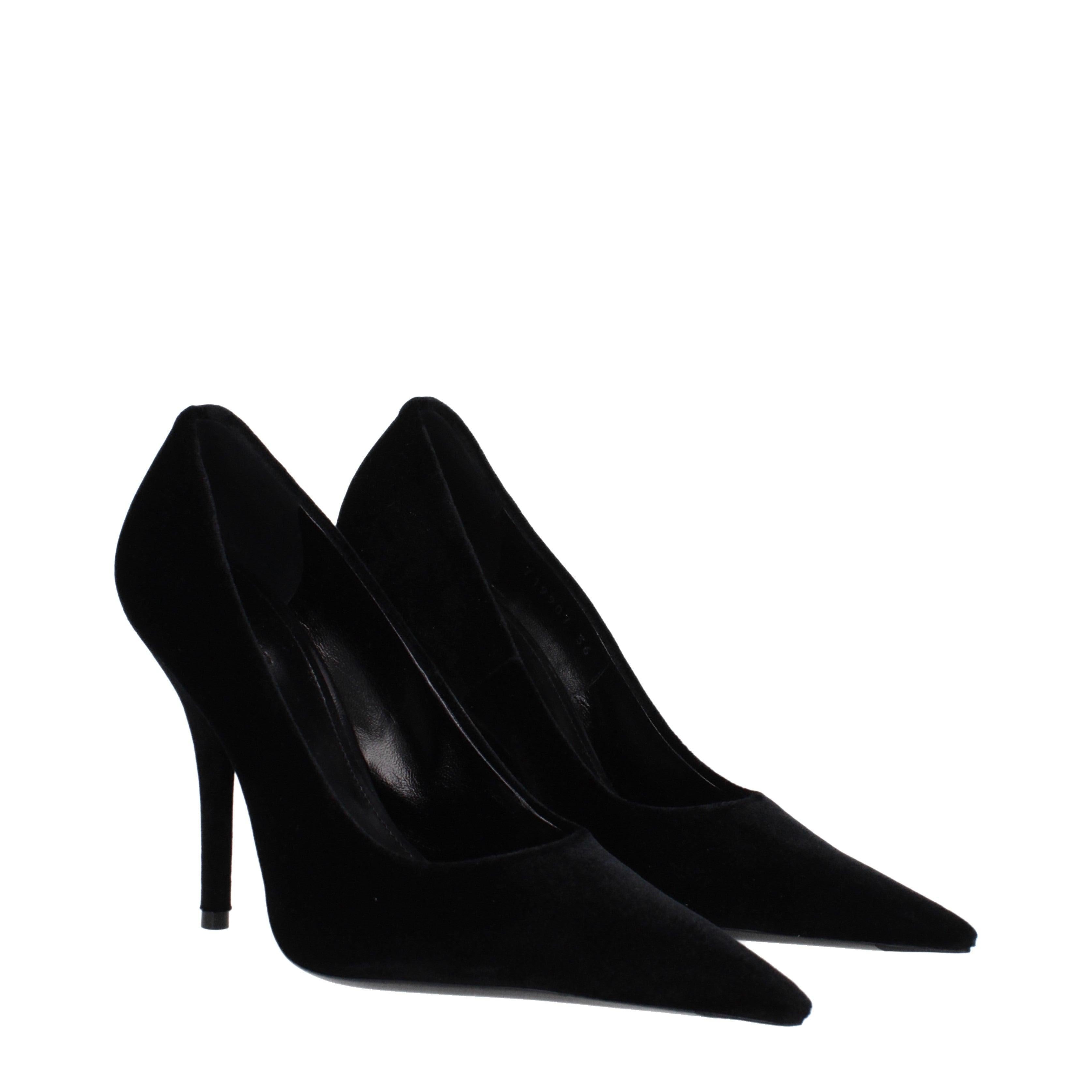 Balenciaga Women’s Pointed Velvet Pumps – Black