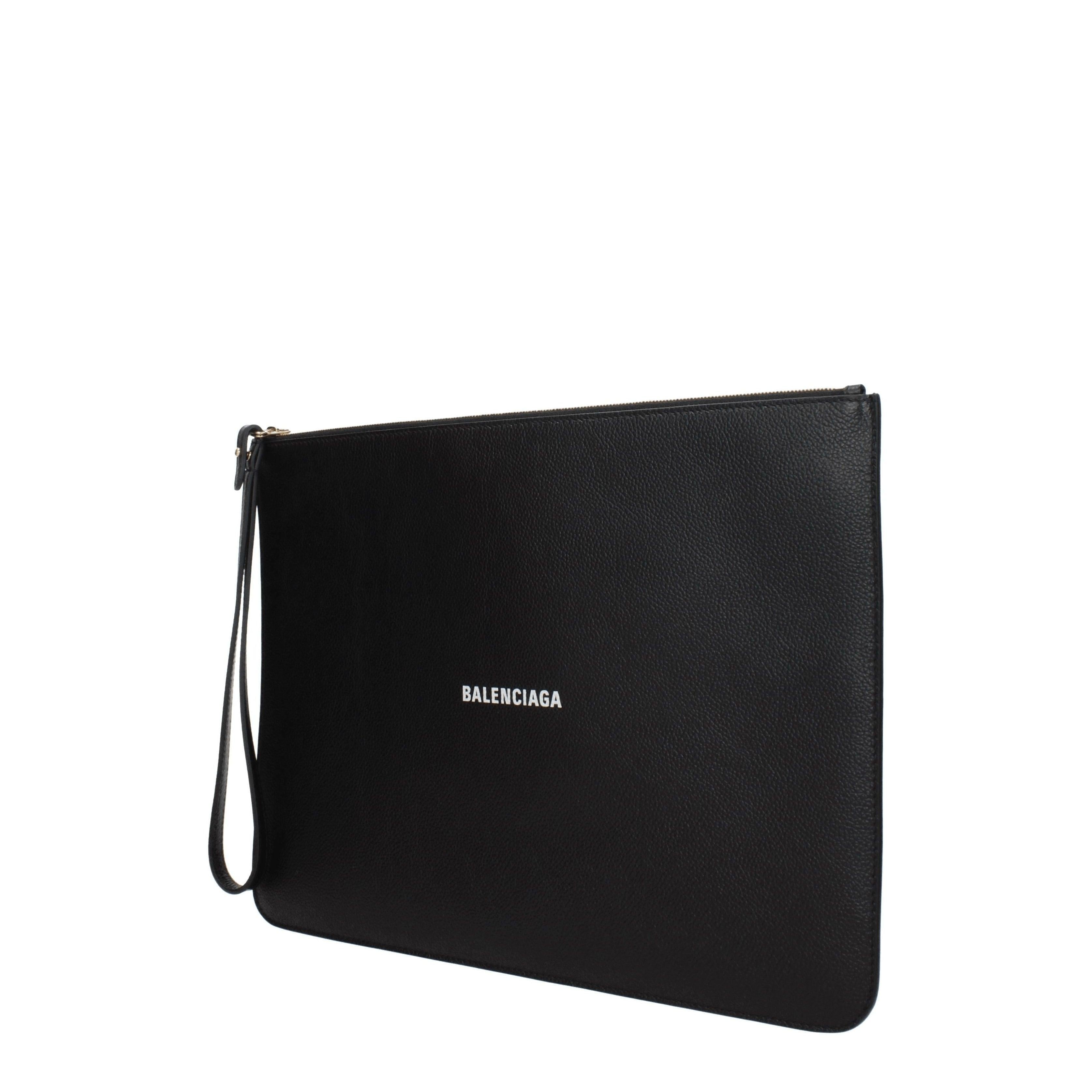 Balenciaga Large Leather Clutch Bag – Black
