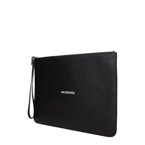 Balenciaga Large Leather Clutch Bag – Black