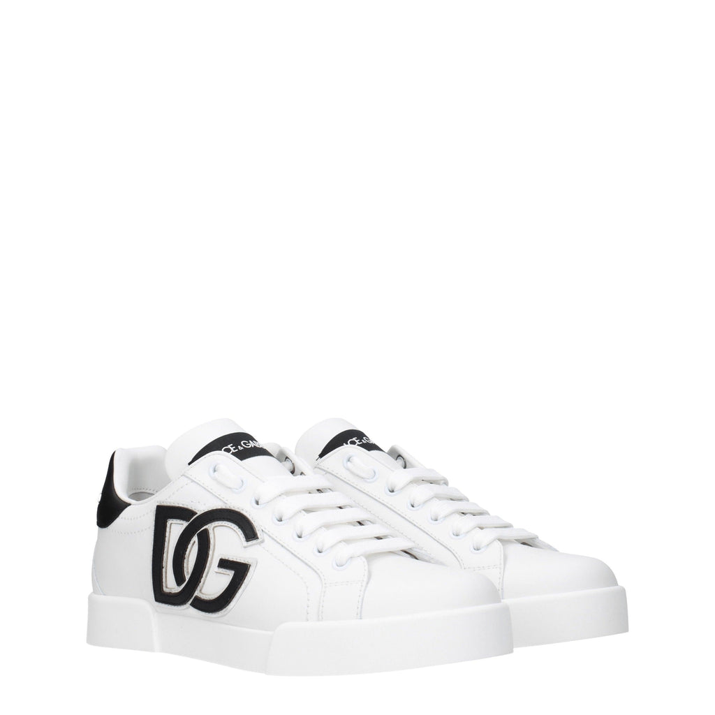 Dolce & Gabbana Women’s Logo Patch Sneakers – White & Black