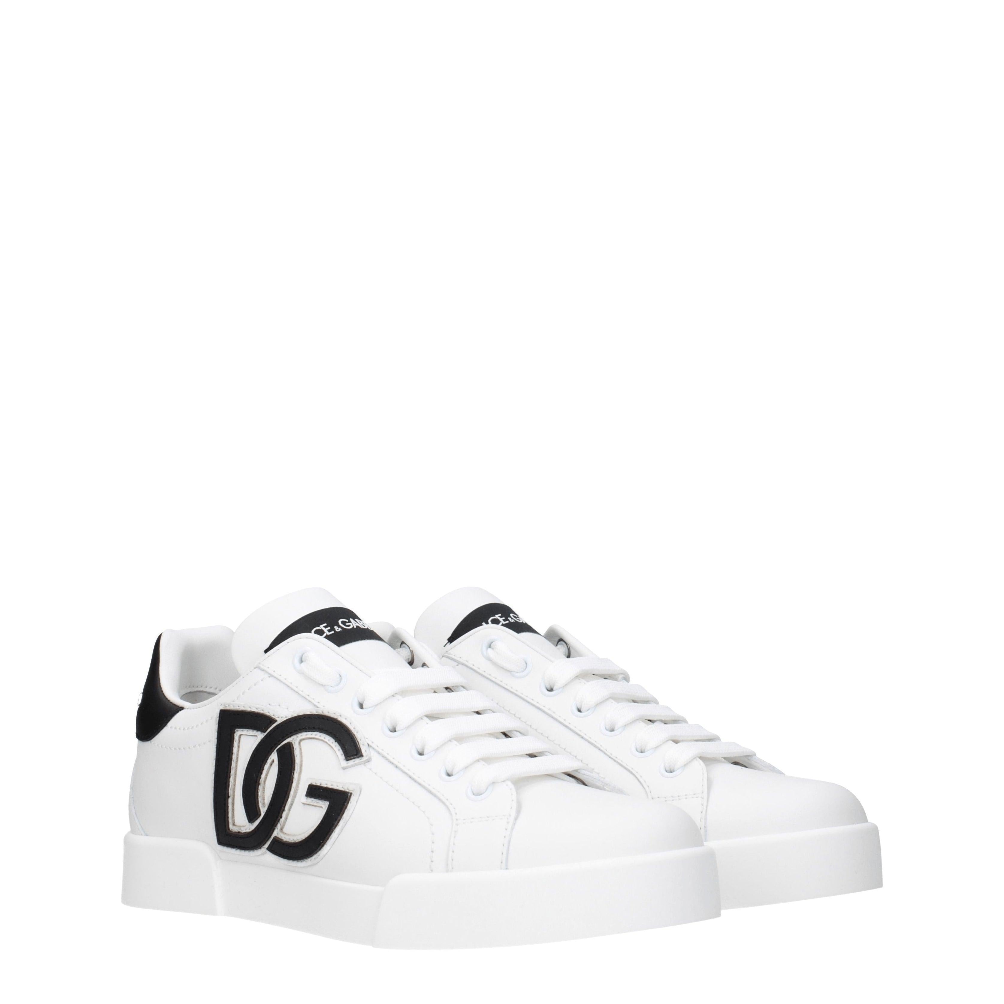 Dolce & Gabbana Women’s Logo Patch Sneakers – White & Black