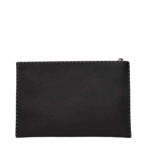 Fendi Men’s Leather Clutch – Marrone Ebano Elegance