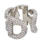 Dolce & Gabbana Crystal Logo Ring – Silver tone