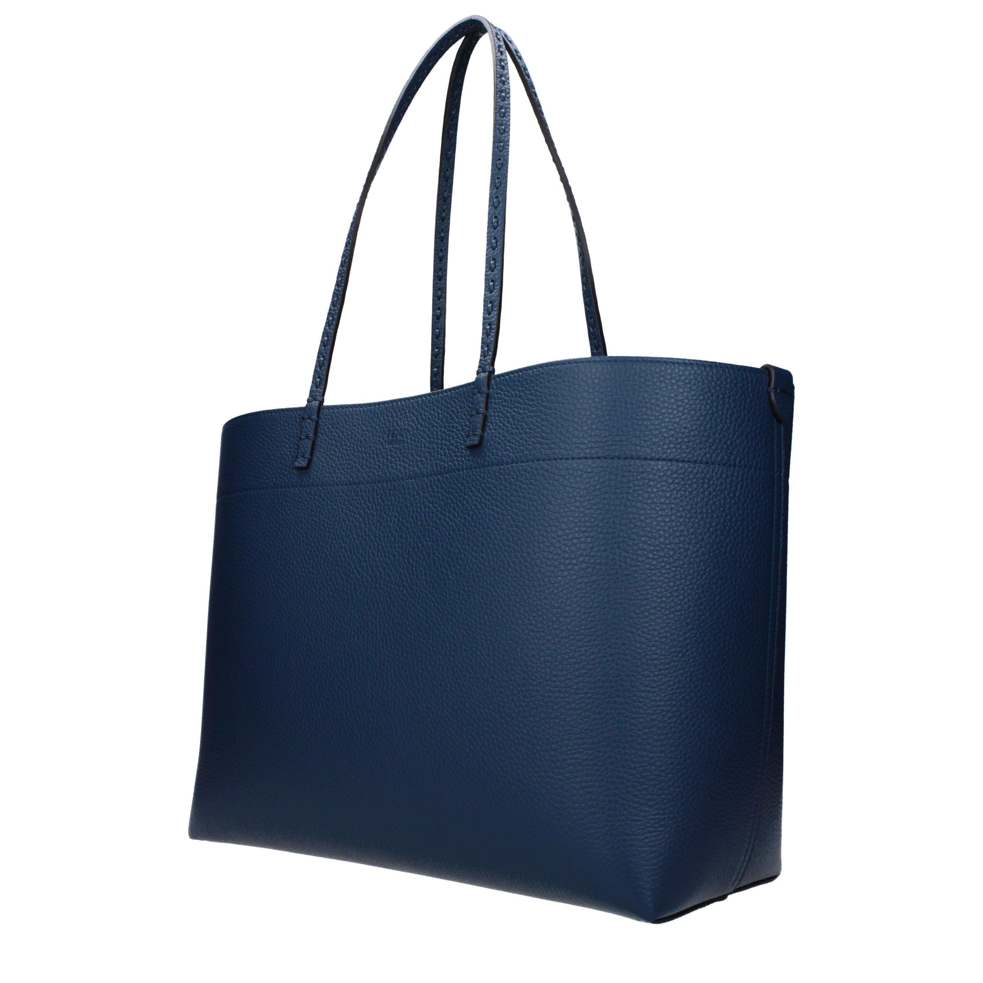 Fendi Medium Roll Navy Selleria shopper with 218 hand-sewn topstitches
