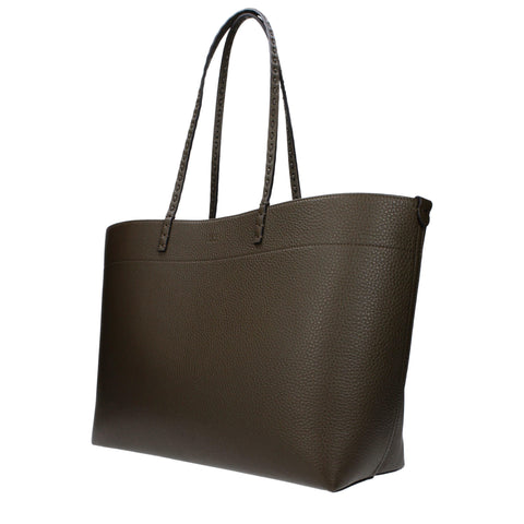 Fendi Medium Roll Khaki Selleria shopper with 218 hand-sewn topstitches