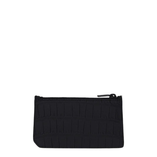 Saint Laurent Black Crocodile Leather Card Holder