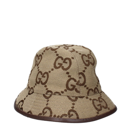 Gucci Beige and Brown Cotton Blend Hat