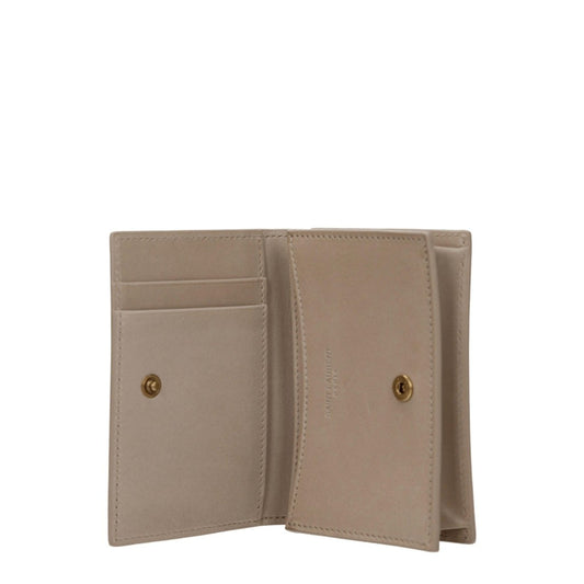 Saint Laurent Beige Leather Card Holder