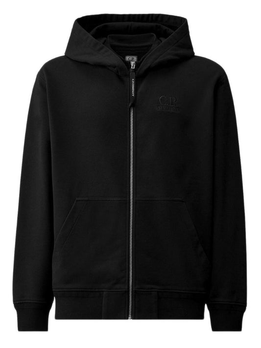 C.P. Company Black Cotton Zip Hoodie