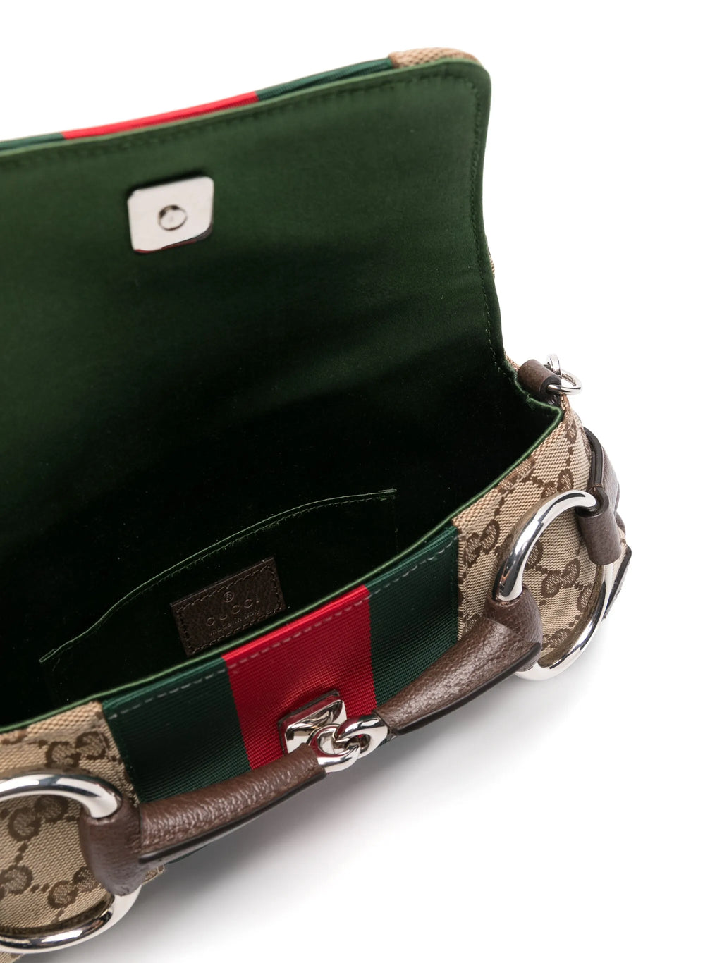 Gucci Small Horsebit Chain Shoulder Bag in GG Canvas