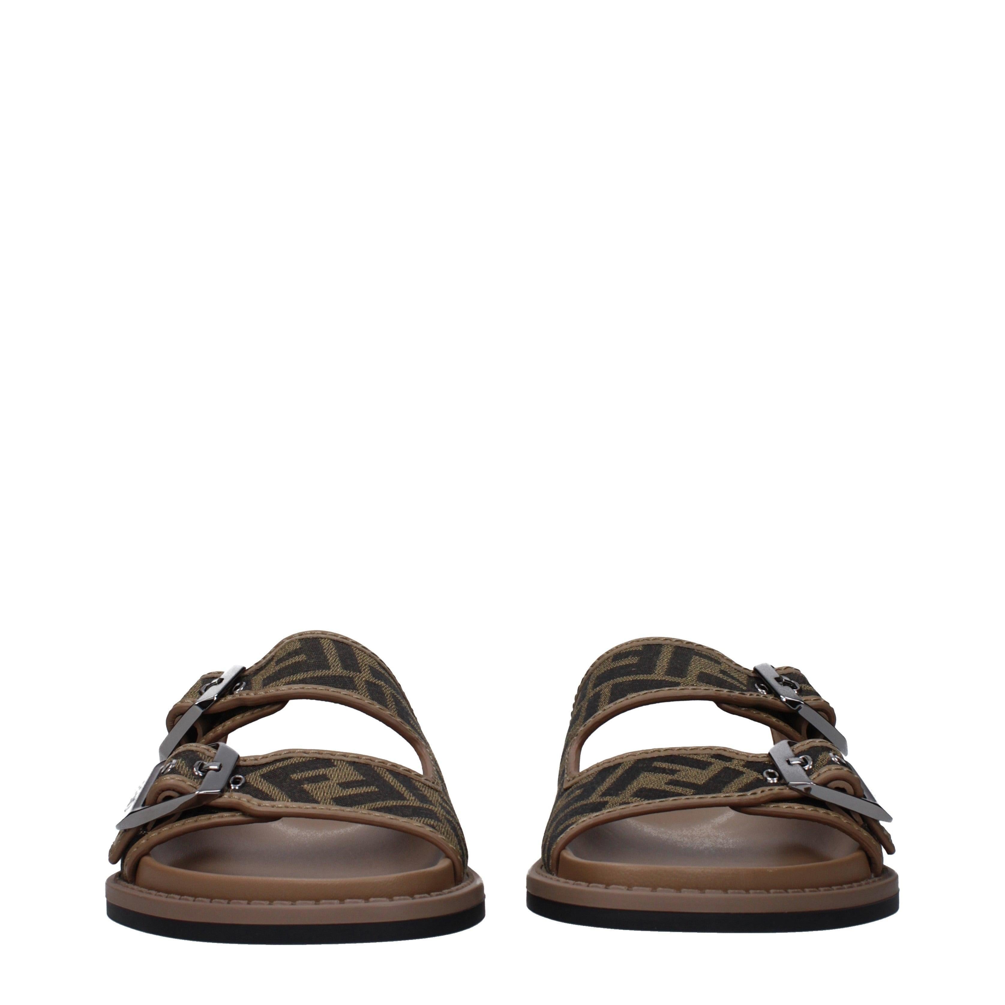Fendi Men’s FF Mono Canvas & Leather Flip-Flops Marrone