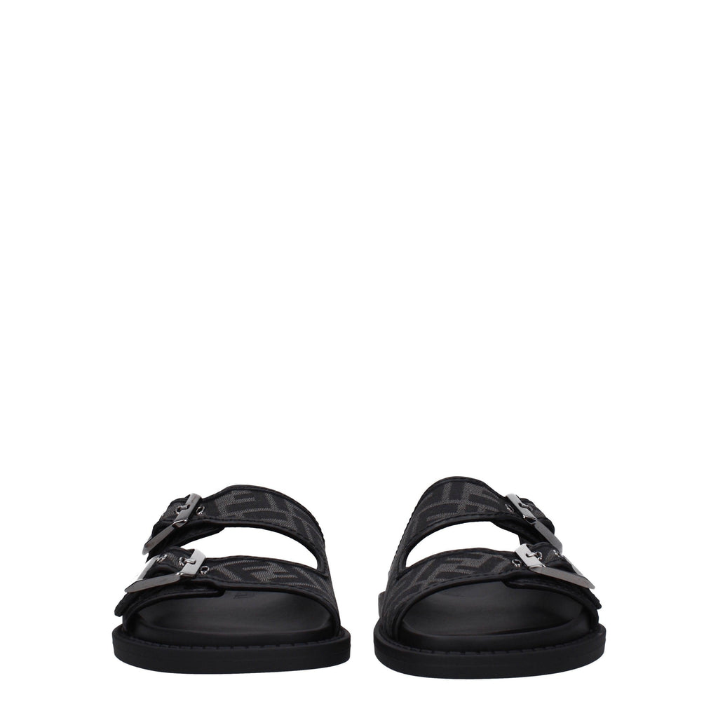 Fendi Men’s FF Mono Canvas & Leather Flip-Flops Nero