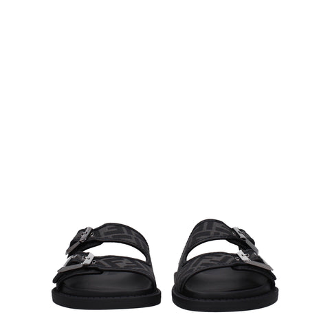 Fendi Men’s FF Mono Canvas & Leather Flip-Flops Nero