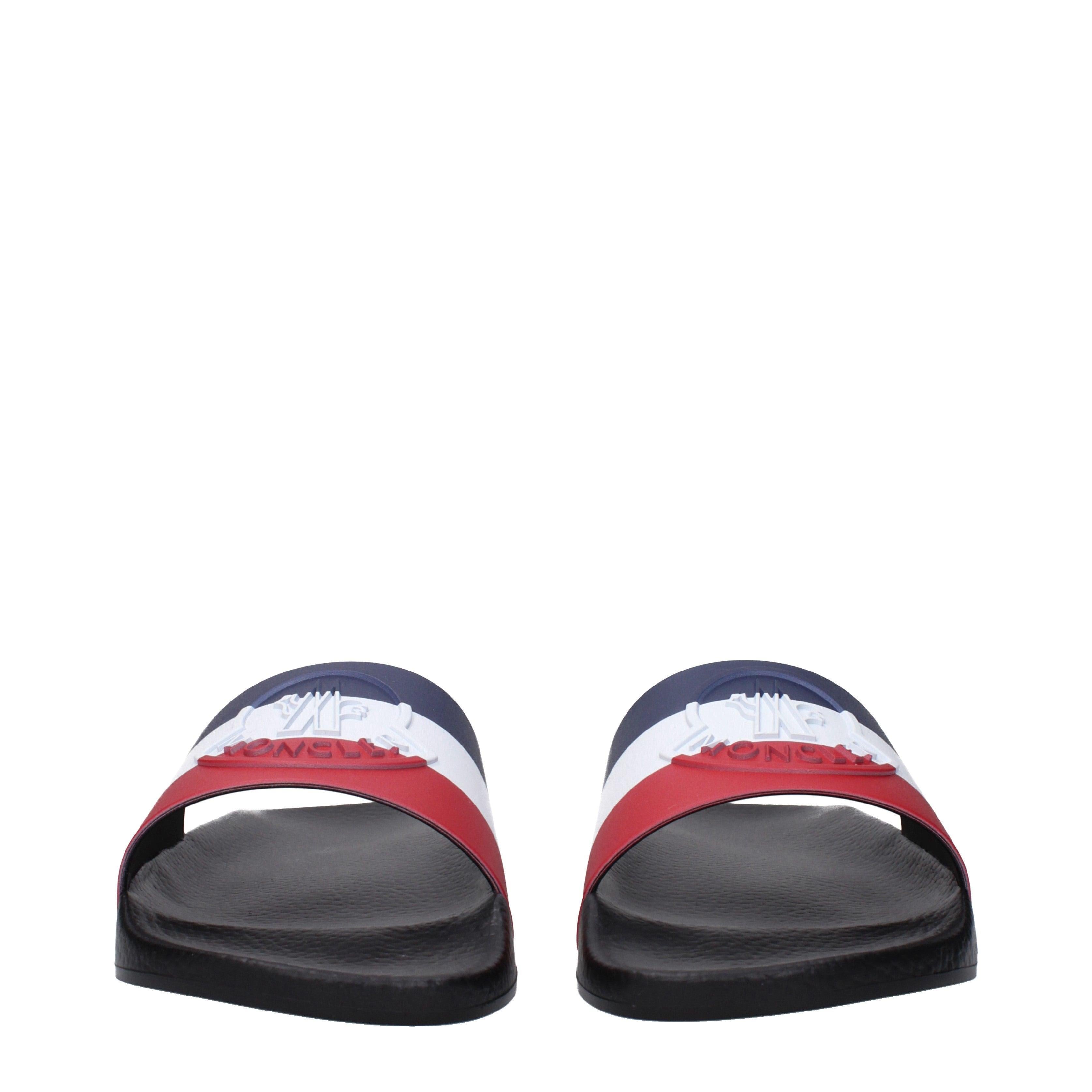 Moncler Men’s Logo Slide Slippers – Tricolor Rubber Pool Slides