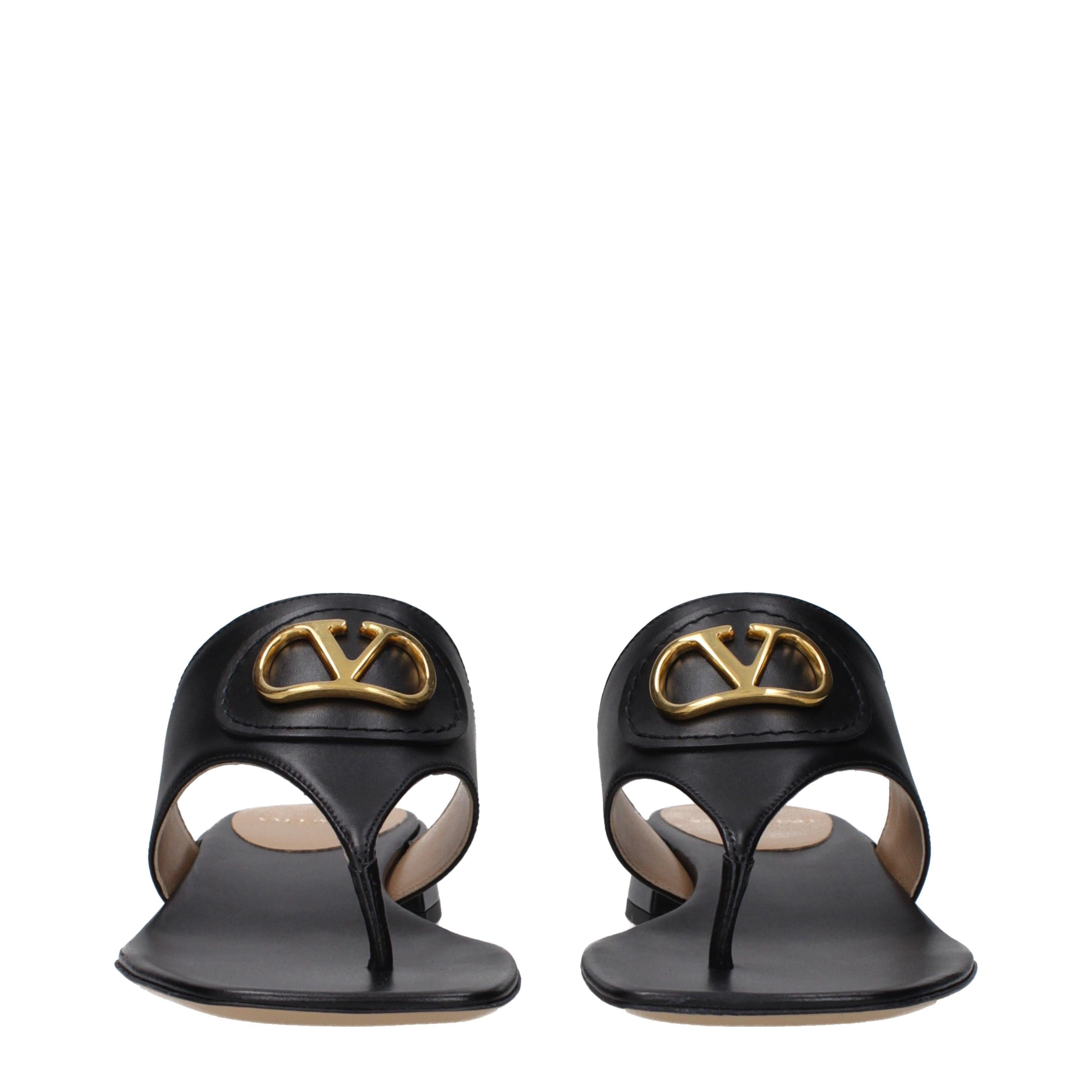 Valentino Garavani VLogo Signature Leather Heeled Sandals – Women’s Black Secondary image