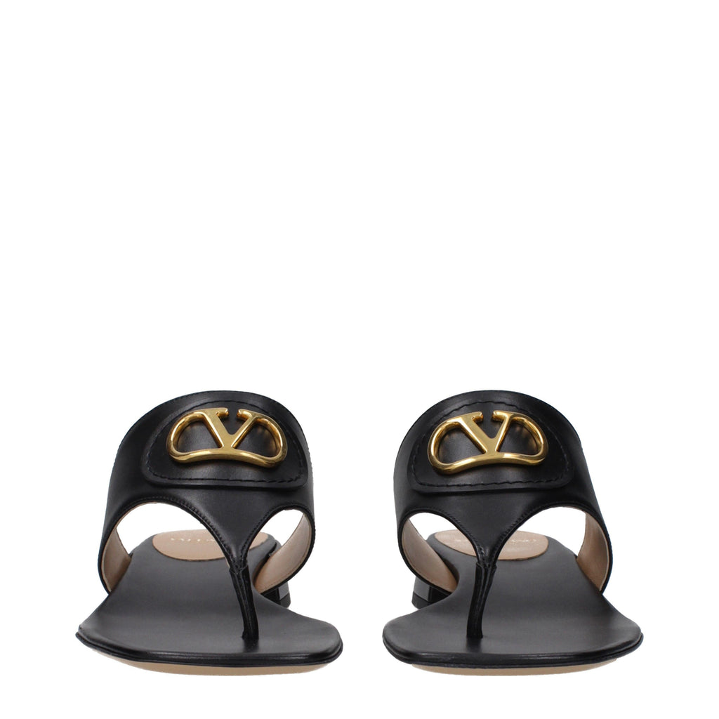 Valentino Garavani VLogo Signature Leather Heeled Sandals – Women’s Black