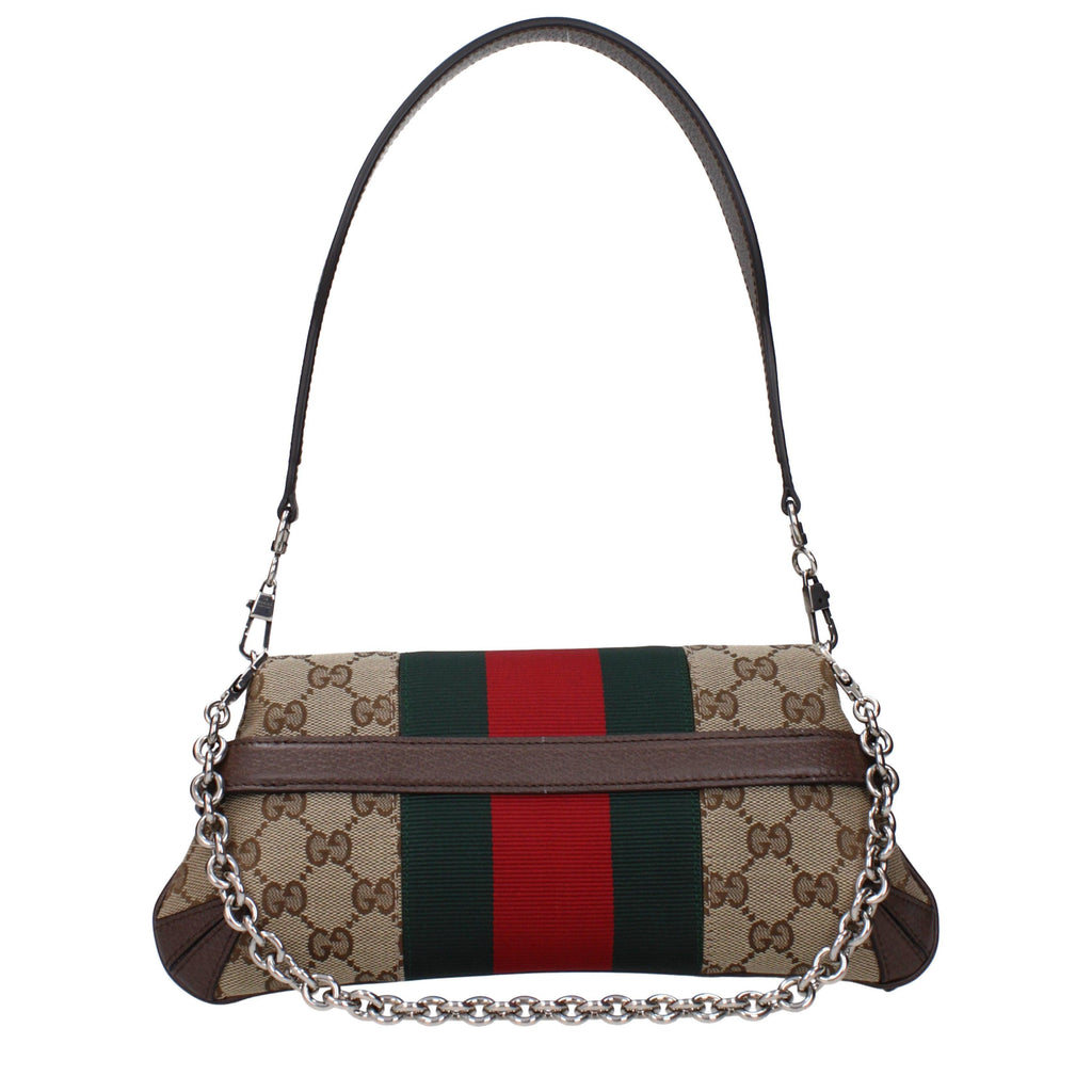 Gucci Small Horsebit Chain Shoulder Bag in GG Canvas