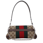 Gucci Small Horsebit Chain Shoulder Bag in GG Canvas
