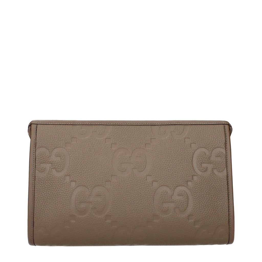 Gucci Women's GG Embossed Brown Leather Clutch