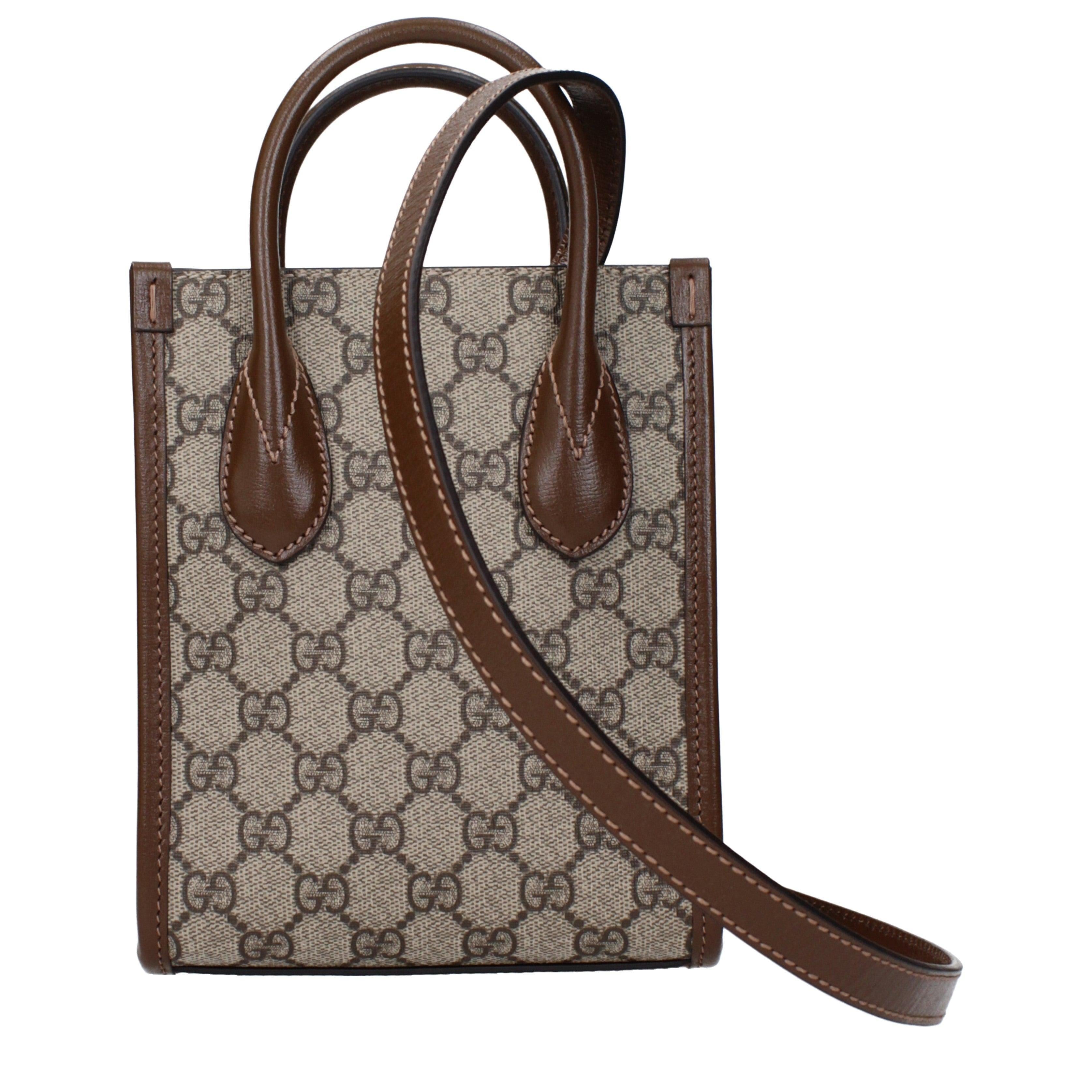 Gucci GG Supreme Mini Tote Bag in Beige and Brown Leather