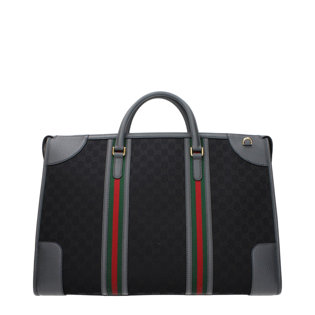 Gucci Large GG Supreme Canvas Duffle Bag with Web Stripe