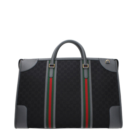 Gucci Large GG Supreme Canvas Duffle Bag with Web Stripe