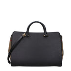 Burberry Banwell Top Handle Bag – Black & Beige Leather
