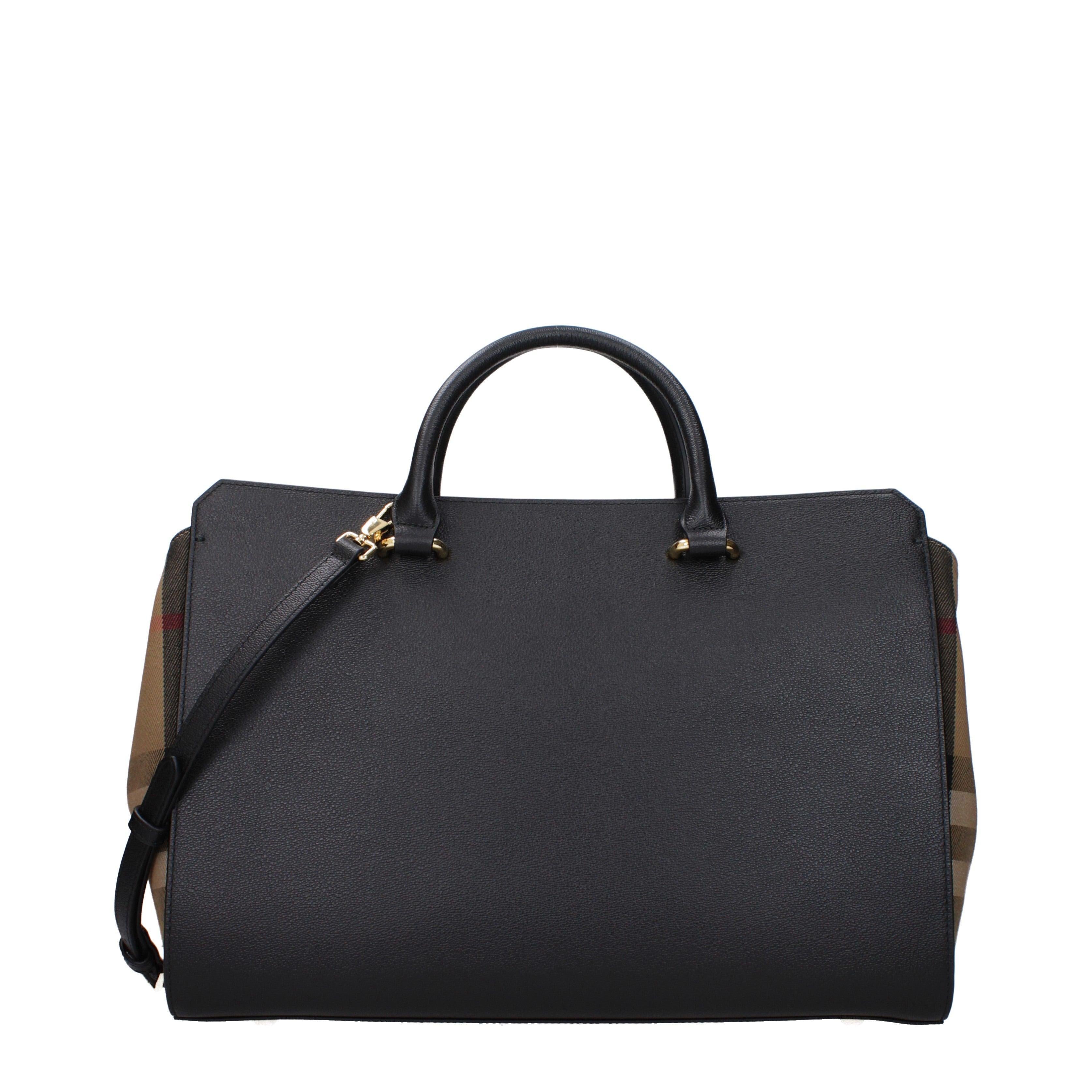 Burberry Banwell Top Handle Bag – Black & Beige Leather