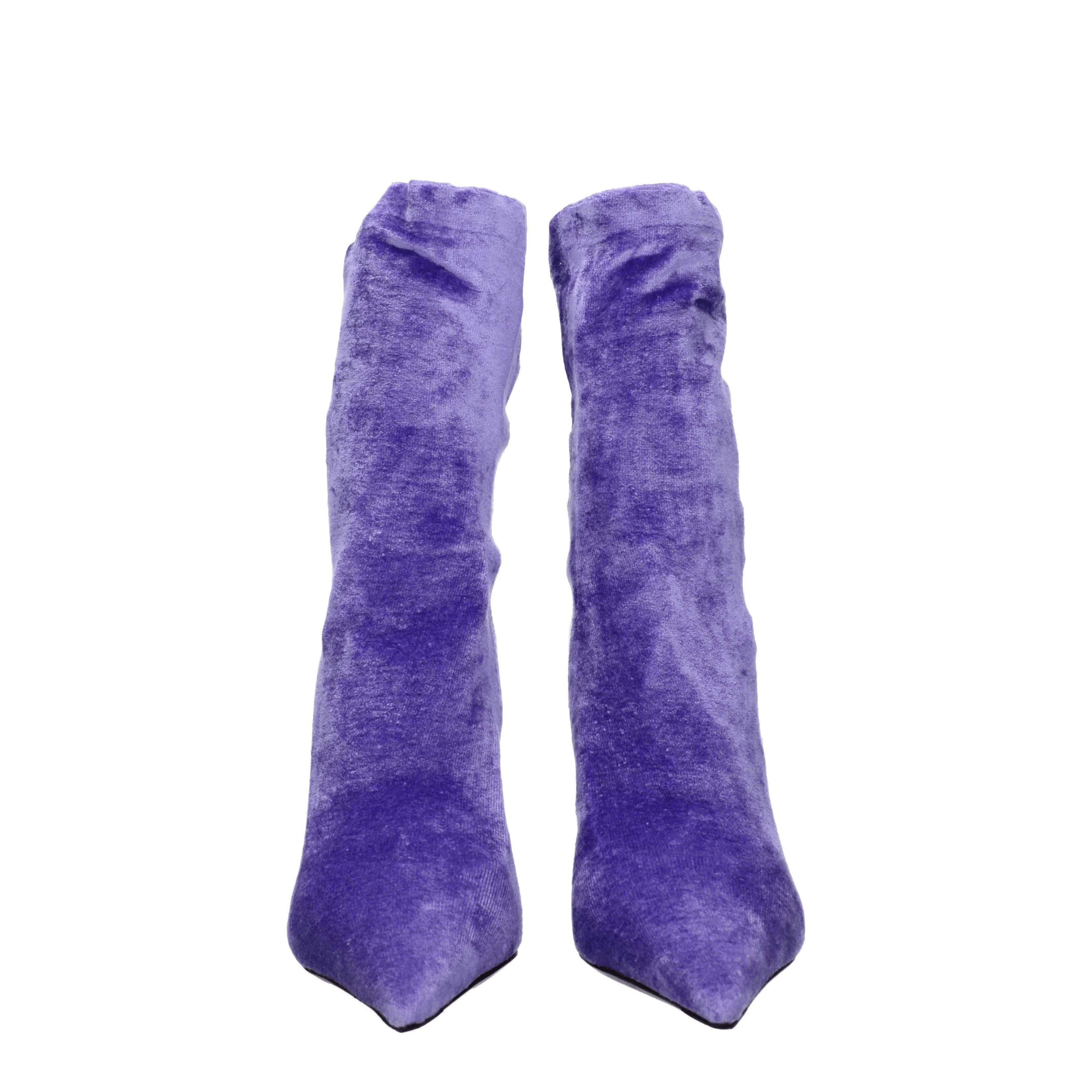 Balenciaga Women’s Pointed Velvet Stiletto Boots – Viola