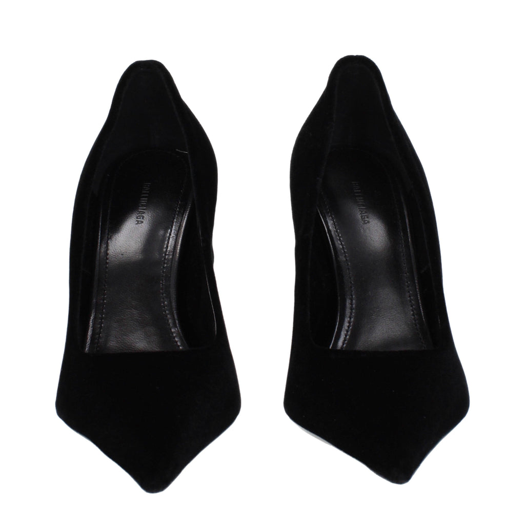 Balenciaga Women’s Pointed Velvet Pumps – Black