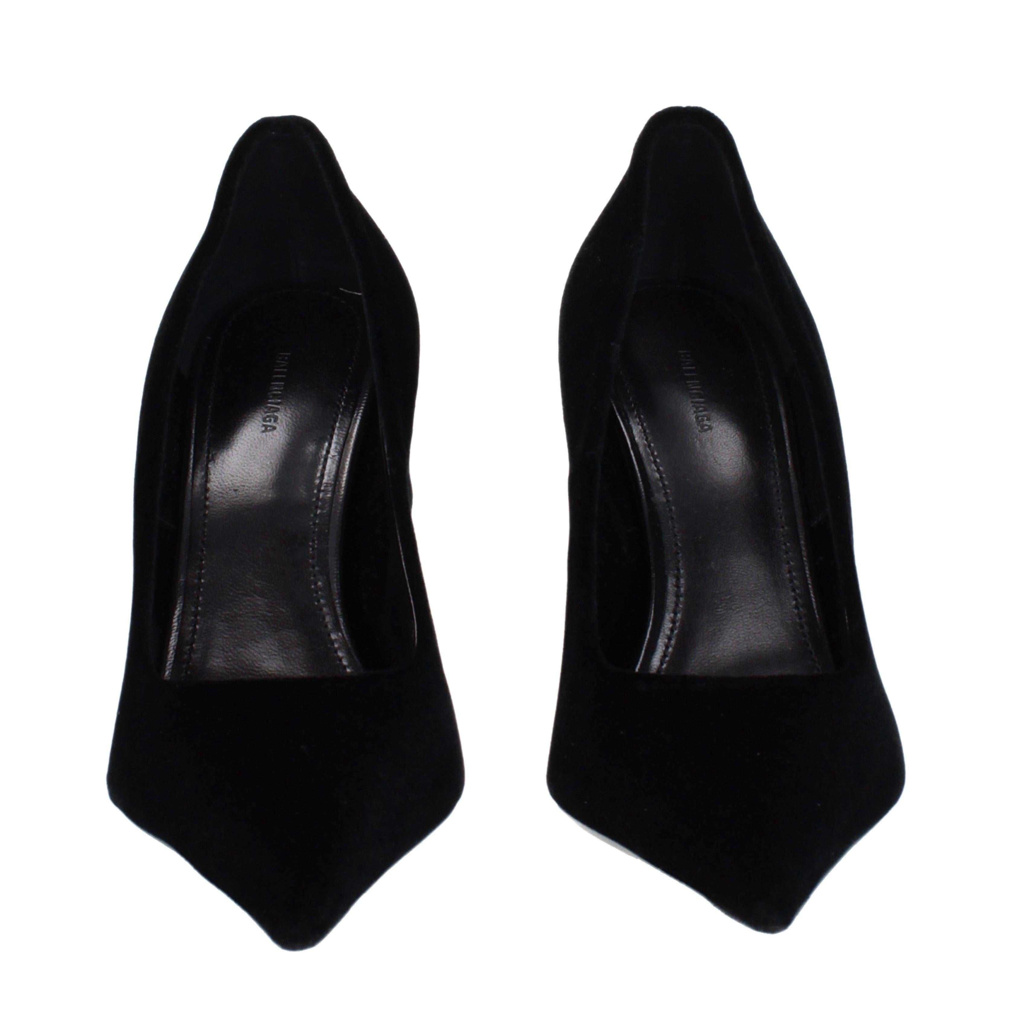 Balenciaga Women’s Pointed Velvet Pumps – Black