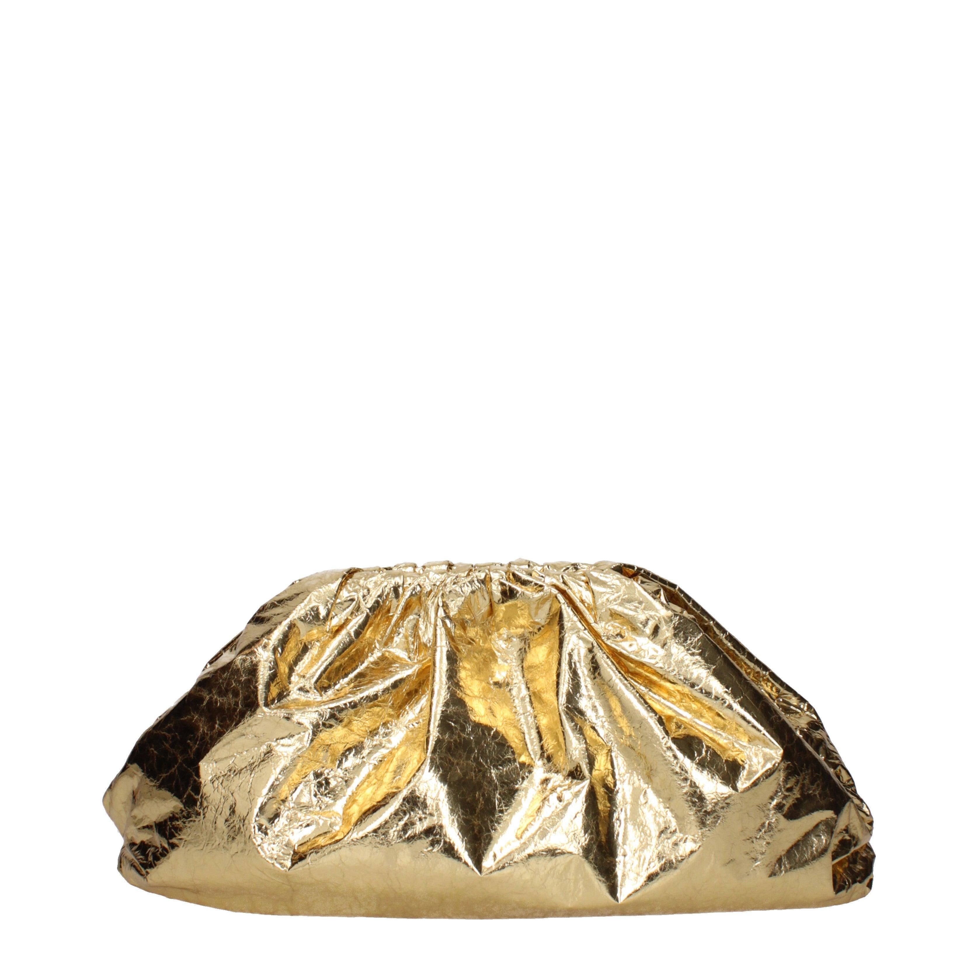 Bottega Veneta Oversized Clutch Bag in Metallic Gold